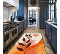 Via Vela Tropical Leaf Rugs Botanical Print Washable Outdoor Rug for Living Room Abstract Leaf Pattern Non Slip Backing Entryway Rugs for Bedroom Boho Thin Low Pile Rug Vintage Large Carpet 120x150cm