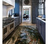 Via Vela Tropical Rugs 60x120cm Palm Leaf Print Machine Washable Kitchen Non Slip Rug Thin Foldable Rugs Dining Room Large Low Pile Bedroom Rug Nature Throw Mat Modern Landscape Indoor Carpet