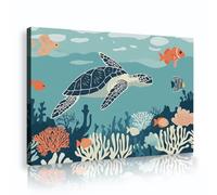 Via Vela Underwater Artwork Prints Sea Turtle Coral Canvas Wall Art Ocean Life Tropical Marine Poster Painting for Home Bedroom Nursery Decor 40x60cm