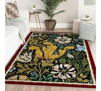 Via Vela Vintage Design Rugs 120x180cm Boho Thin Washable Rug Stain Resistant Anti Slip Backing Rugs for Living Room Bedroom Carpet Abstract Colorful Floral and Leaf Patterns Home Decor Rug