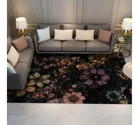 Via Vela Vintage Rugs Botanical Small Rug for Living Room Bedroom Kitchen Dark Floral Machine Washable Non Slip Gothic Print Throw Carpet for Entryway Coffee Table Rugs Modern Rug 60x90cm