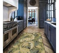 Via Vela Vintage Style Washable Rugs 80x150cm Plant Acanthus Leaf Pattern Large Soft Non-slip Under Table Carpet for Living Room Bedroom Dining Room