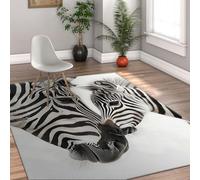 Via Vela Warmth Style Washable Rug 60x90cm Zebra Pattern Non Slip Soft Low Pile Aesthetic Indoor Carpet for Kitchen Dining Room Bedside Bedroom