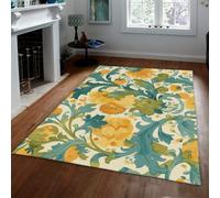 Via Vela Watercolor Style Rugs 80x150cm Floral Leaf Pattern Washable Non Slip Soft Lightweight Indoor Floor Throw Carpet for Bedroom Nursery Decor