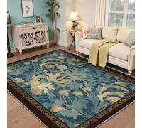 Via Vela William Morris Style Rug Acanthus Leaf Pattern Washable Living Room Rugs Non Slip Bedroom Rugs Thin Foldable Guest Room Rug Vintage Large Low Pile Botanical Throw Mat Carpet 180x240cm