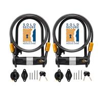 Via Velo 2 Bicycle U-Lock Set, Same Key System 4 Keyed Alike Keys, Heavy Duty, 14mm Shackle and 10mm x 1.8m Cable with Mounting Bracket for Road Bike Mountain Bike Folding Bike