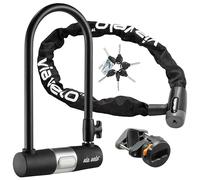 Via Velo Heavy Duty Anti-Theft Bicycle U Lock, 15mm Shackle, 9x4.5in, 8mm Chain, 2.96ft Length, Black, 6 Keyed Alike Keys, Sold Secure Silver, For All Bikes, Electric Bikes