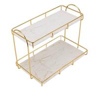 ViaGasaFamido 2 Tier Makeup Vanity Organizer,Bathroom Counter Organizer Storage Suitable for Placing Perfume Spice Cosmetics, Middle Capacity Mental Rack for Kitchen,Dresser,Bathroom(Gold)