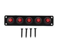 ViaGasaFamido 20A 5 Gang Rocker Switch Panel Red Circular On Off Switch Toggle LED Indicator for Cars Marine Boats Yachts and UTV