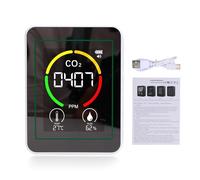 ViaGasaFamido 3 in 1 Air Quality Detector Real Time Carbon Dioxide Humidity Temperature Monitor 2.8 Inch Color Screen with Easy Calibration for Home Office Gym Car (White)