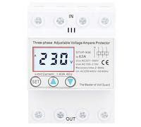 ViaGasaFamido 3 Phase 4 Wire Adjustable Voltage Protector 1 to 80A Adjustable Self Resetting Intelligent Overvoltage and Undervoltage Protector with Fault Inquiry, Voltmeter and Ammeter (63A)