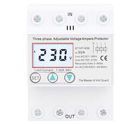 ViaGasaFamido 3 Phase 4 Wire Adjustable Voltage Protector 1 to 80A Adjustable Self Resetting Intelligent Overvoltage and Undervoltage Protector with Fault Inquiry, Voltmeter and Ammeter (50A)
