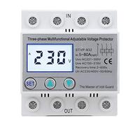 ViaGasaFamido 3 Phase 4 Wire Adjustable Voltage Protector Self Resetting Adjustable Intelligent Overvoltage and Undervoltage Protector with Fault Inquiry,Voltmeter and Ammeter Function (80A)