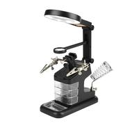 ViaGasaFamido 3X/4.5X/25X Magnification Electric Soldering Iron Workstation with 10 LED Lights, Crocodile Clips, Base and Holder, for Clear Observation and Convenient Fixation (Black)