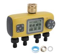 ViaGasaFamido 4 Zone Programmable Irrigation Timer Sequential Zone Logic Watering Controller with 15 Days Rain Delay for Lawn Yard and Garden
