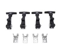 ViaGasaFamido 4Pcs Elastic Stainless Steel Rubber Hood Catch, Sturdy Hasp Latch Construction with Brackets, Vibration Proof Latches for Vehicle Engine Toolbox RV Marine Cabin (A124B-3)