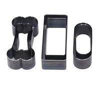 ViaGasaFamido 6Pcs Leather Cutting Dies Set - Rectangle, Oval, Bone Shape - Alloy Steel - Black - Classic - Manual Operation - Suitable for Leather, Cardboard, Rubber & More
