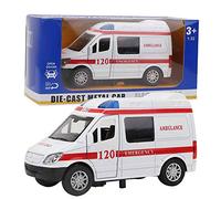 ViaGasaFamido Ambulance Toy Car 1:32 Mini Stimulation Emergency Vehicle Toy Alloy Sound Light Model Children Educational Toys Gift for Kids Boys Girls Age 3+ (red)