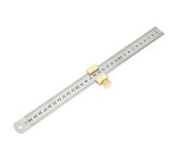 ViaGasaFamido Brass Woodworking Scribing Ruler Locator, and Imperial | Carpentry Marking Alignment, Dual-Scale Steel Rule, Knurled Thumb Screw Lock, Cabinet Making Dovetail Jig, Job Site Layout