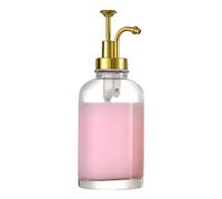 ViaGasaFamido Coffee Syrup Dispenser, 500ml Clear Glass, PP Pump (Gold | Hand Soap Bottle, Smooth Rebound Press Pump Action, Leakage Control For Viscous Liquid Dispensing