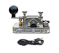 ViaGasaFamido CW Morse Code Practice Key Paddle Key for Beginners Stainless Steel Adjustable Stroke Length with 2 3.5mm Jacks for HAM Radio Telegraph