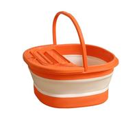 ViaGasaFamido Foldable Foot Bath Tub with Foot Sole Massage, Thickened Plastic Soaking Basin for Home Apartment Dormitory, 15.55x13.39x7.48in (Orange White)