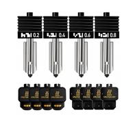 ViaGasaFamido Hotend Replacement Kit 4 Units for X2D P2S 3D Printer Durable Hardened Steel Nozzles 0.2 to 0.8mm