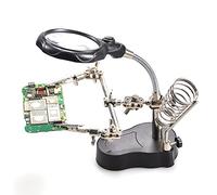 ViaGasaFamido Magnifying Glass Soldering Station, Stainless Steel Frame with LED Light, Auxiliary Clips for Hardware Repair and Electronics
