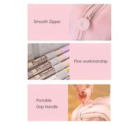 ViaGasaFamido Multi-Layer Pink Pencil Box/Cover, Durable Stationery, Zipper Pocket for Artists and Office Workers, Easy Grip, (Pink)