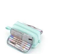 ViaGasaFamido Multi-Layer Pink Pencil Box/Cover, Durable Stationery, Zipper Pocket for Artists and Office Workers, Easy Grip, (Green)