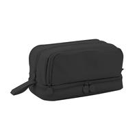 ViaGasaFamido Multi-Layer Pink Pencil Box/Cover, Durable Stationery, Zipper Pocket for Artists and Office Workers, Easy Grip, (Black)