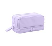 ViaGasaFamido Multi-Layer Pink Pencil Box/Cover, Durable Stationery, Zipper Pocket for Artists and Office Workers, Easy Grip, (Purple)