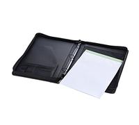 ViaGasaFamido Professional Business Portfolio A4 Leather Padfolio - Zippered Document Organizer with Refillable Writing Pad & Card Slots for Executives Job Hunters Corporate Meeting