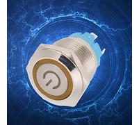 ViaGasaFamido Push Button Switch, Stainless Steel 19mm Round Flat Head Tactile Switch with Light, IP65 Rated 12-24VDC for Industrial Control Panels and Machinery (Yellow)