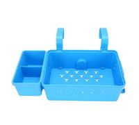 ViaGasaFamido Swimming Pool Storage Basket with Cup Holders, Plastic Hanging Organizer for Toys, 31.5x22x11cm, Above Ground Pool, Outdoor Patio (Blue)