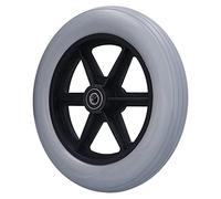 ViaGasaFamido Wheelchair Front Wheel 10in Flat Free Walker Tire 12mm Bearing Hole, Sturdy Aluminum Alloy Rubber Explosion Proof Non Slip Caster for Wheelchair Walker