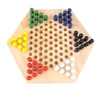 ViaGasaFamido Wooden Chinese Checkers Set Colorful Glass Marbles Strategy Family Board Game for All Ages