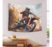 VIAGECSKE 3D Dirt Bike Printed Wall Blanket Home Decoration Bedding Poster Wall Art Tapestry Tapestries Wall Hanging Soft Polyester for Bedroom Living Room Dorm Decor 130cmx150cm
