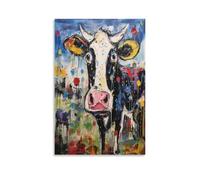 VIAGECSKE Abstract Art, Cow Poster Artwork Giclee Canvas Prints Modern Canvas Wall Art Picture Wall Hanging for Home Decorations 16x24inch(40x60cm)