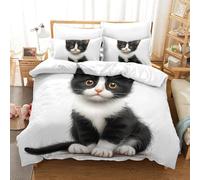 VIAGECSKE Cat 3D Printed Quilt Cover 3 Pieces Bed Duvet Set Soft Microfiber with Zipper Closure，Pillowcases for Teens And Adults Double（200x200cm）