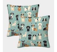 VIAGECSKE Cute Dogs Cushion Cover 2 Pack Soft Decorative Machine Washable Pillowcases Square Cushions with Invisible Zipper Cushion Covers for Living Room Sofa Couch Bed Throw Pillow Cases 40x40cm
