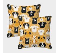 VIAGECSKE Cute Dogs Cushion Cover Set of 2 Decorative Machine Washable Pillowcases Square Cushions with Invisible Zipper Cushion Covers For Livingroom Sofa Bedroom Throw Pillow Cases 40x40cm