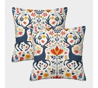 VIAGECSKE Deer Cushion Cover Set of 2 Decorative Machine Washable Pillowcases Square Cushions with Invisible Zipper Cushion Covers for Living Room Sofa Couch Bed Throw Pillow Case 45x45cm