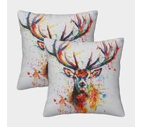 VIAGECSKE Deer Cushion Cover Set of 2 Decorative Machine Washable Pillowcases Square Pillow Cases with Invisible Zipper Cushion Covers for Living Room Sofa Couch Bed Throw Pillow Case 40x40cm