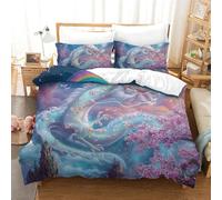 VIAGECSKE Dragon 3D Printed Duvet Cover Set 3 Pieces Bedspread Soft Easy Care with Zipper Closure，Pillowcases for Teens And Adults King（220x240cm）