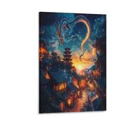 VIAGECSKE Dragon Wall Decor Poster Canvas Prints Picture Modern Wall Art Picture Wall Hanging for Bathroom Wall Decor 08x12inch(20x30cm)
