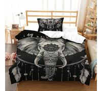 VIAGECSKE Elephant 3D Printed Duvet Cover Set 2 Pieces Bed Duvet Set Soft Easy Care with Zipper Closure，Pillowcases for Teens And Adults Single（135x200cm）