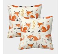 VIAGECSKE Fox Cushion Cover 2 Pack Decorative Machine Washable Pillowcases Square Cushions with Invisible Zipper Cushion Covers for Sofa Couch Home Bedroom Throw Pillow Case 40x40cm