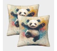 VIAGECSKE Giant Panda Cushion Cover 2 Pack Decorative Machine Washable Pillowcases Square Cushions with Invisible Zipper Cushion Covers For Livingroom Sofa Bedroom Throw Pillow Cases 40x40cm