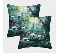 VIAGECSKE Giant Panda Cushion Cover Set of 2 Decorative Machine Washable Pillowcases Square Pillow Cases with Invisible Zipper Cushion Covers For Livingroom Sofa Bedroom Throw Pillow Case 50x50cm